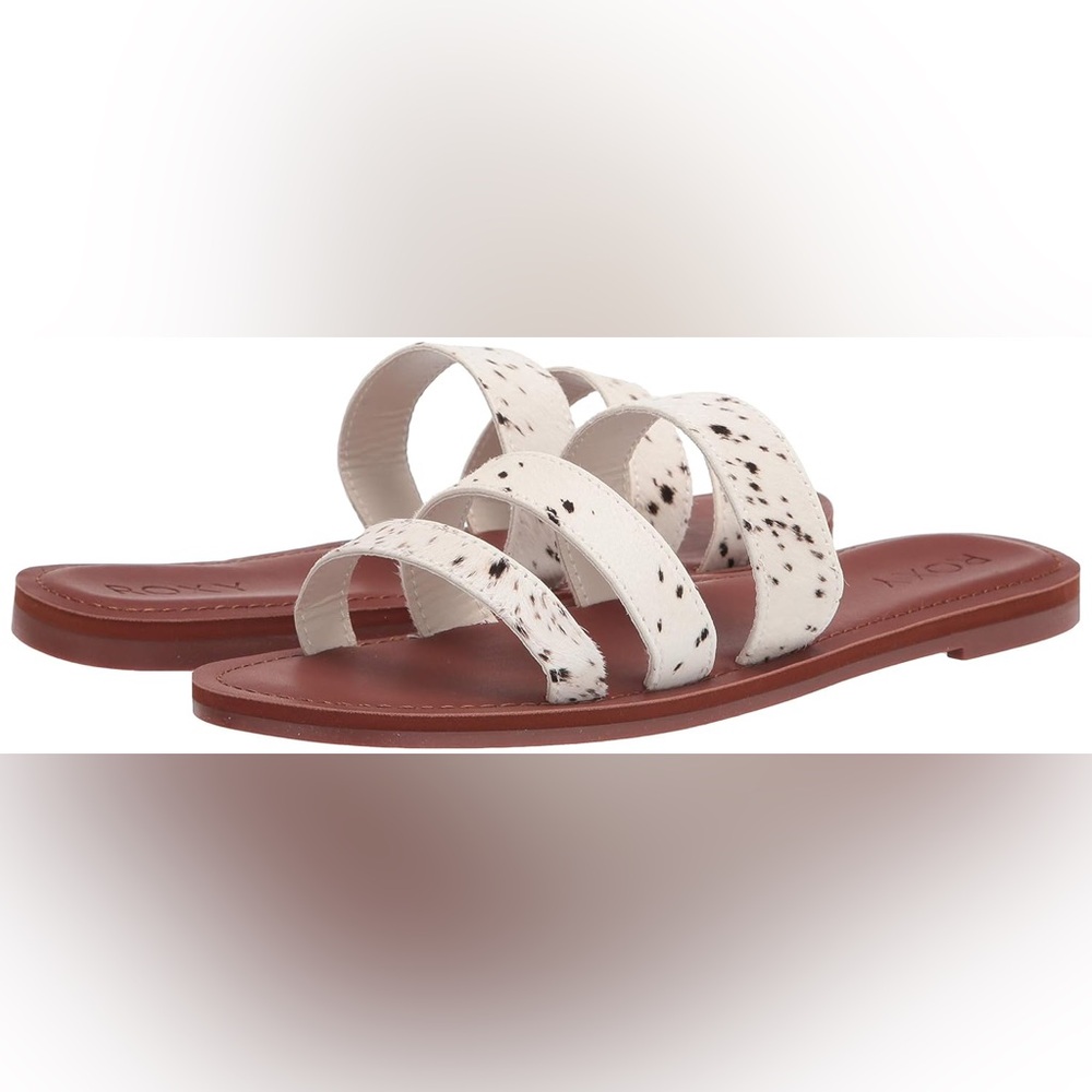 Roxy Women's WYLD Rose Sandal Slide Brown and White Size 7